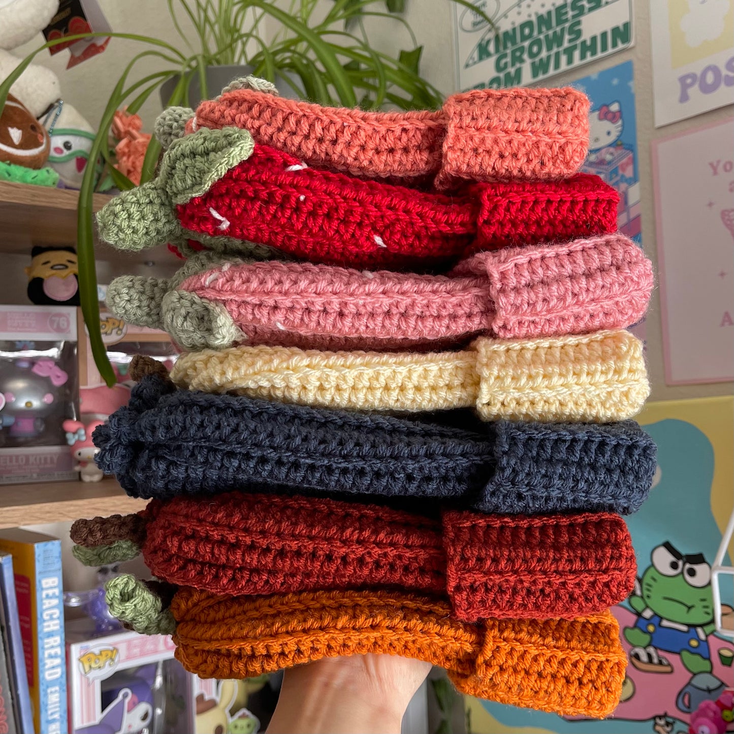 Crochet fruit beanies