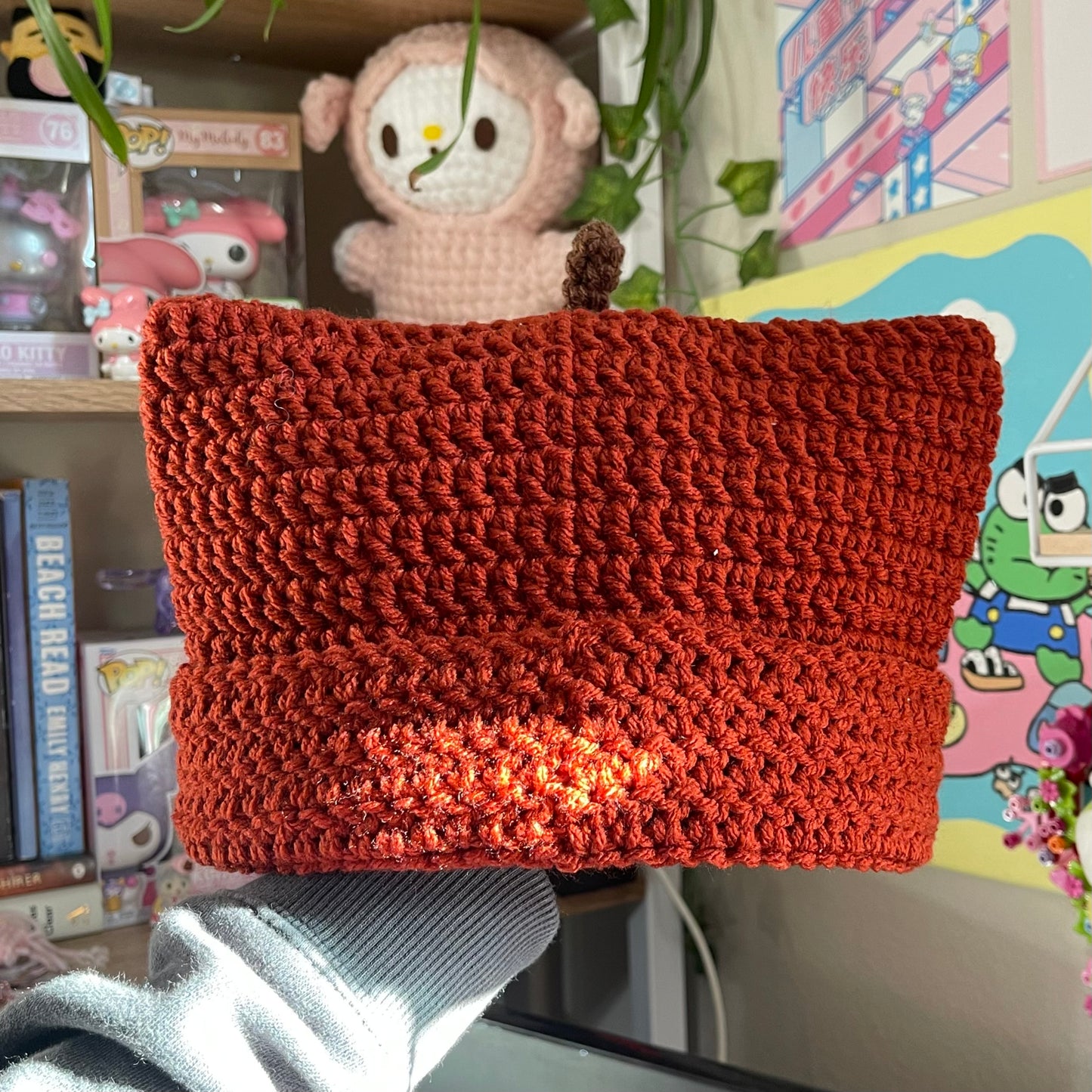 Apple crochet cat beanie