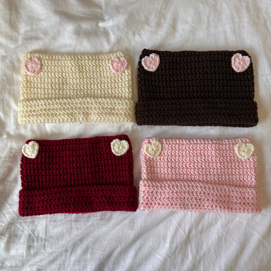Heart cat beanies
