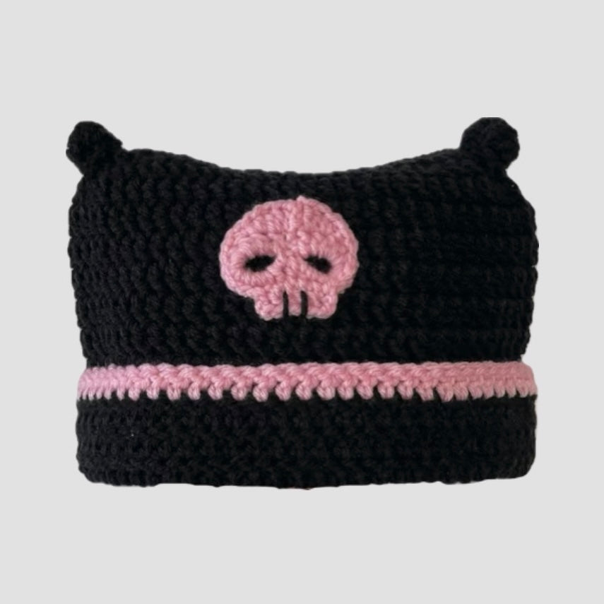 Kuromi & My Melody crochet cat beanies (made to order)