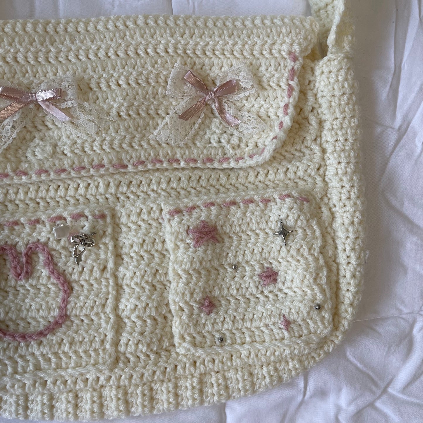White bunny messenger bag
