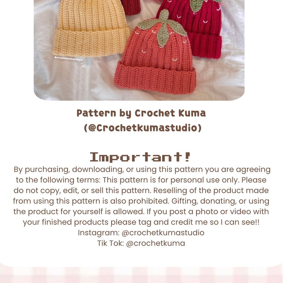 Fruit beanie pattern (pdf)
