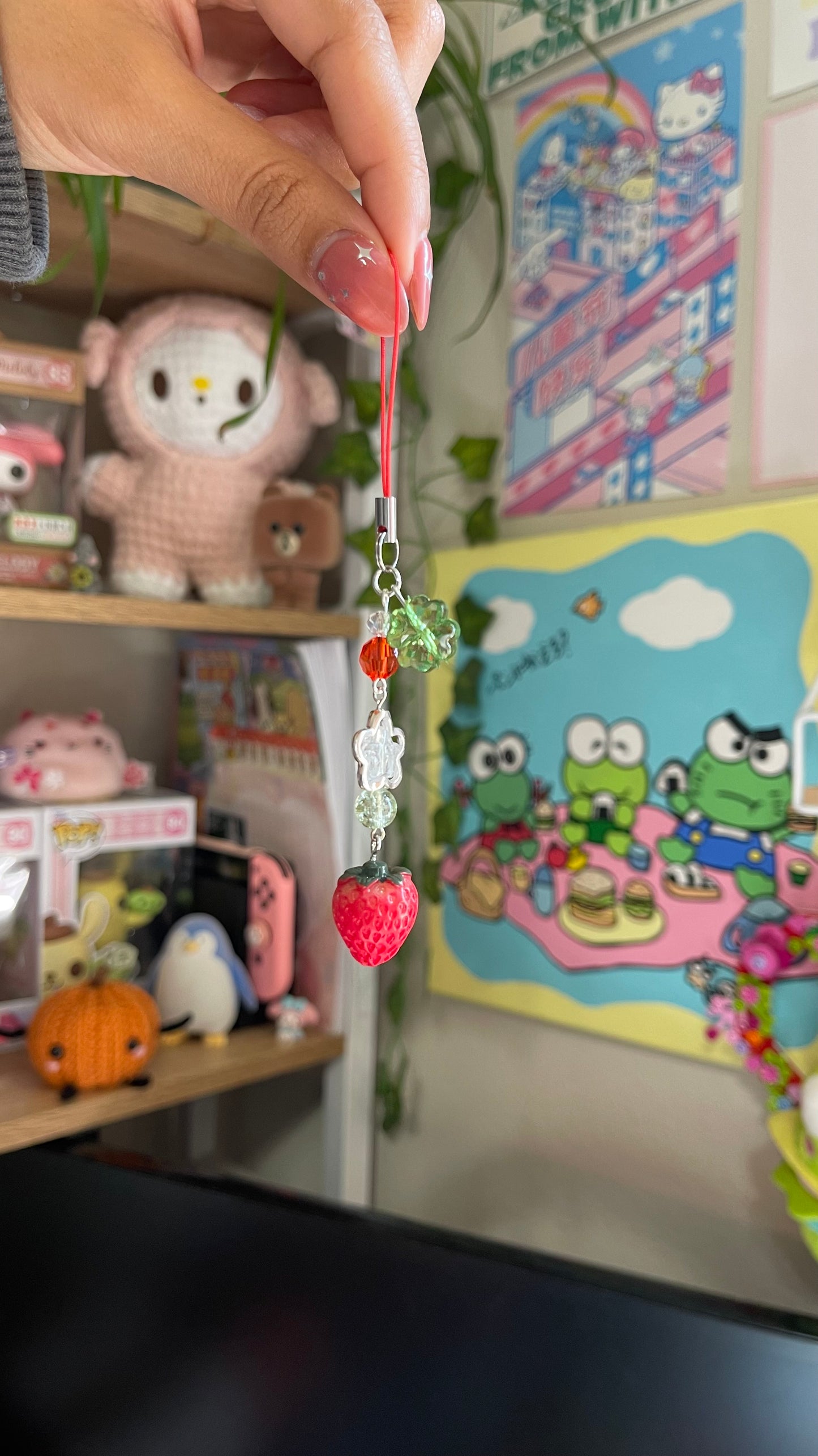 Strawberry & lettuce phone charms