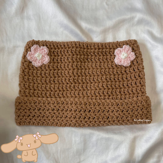 Mocha crochet cat beanie (made to order)