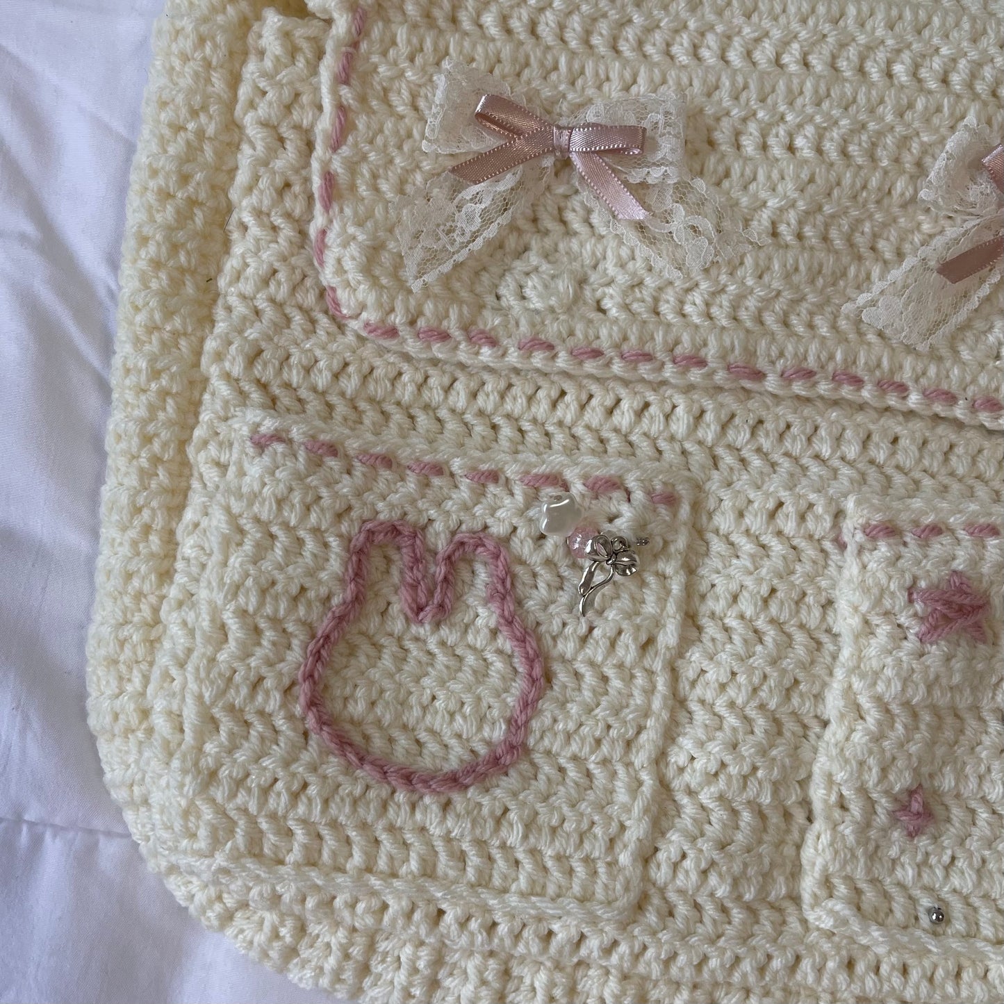 White bunny messenger bag