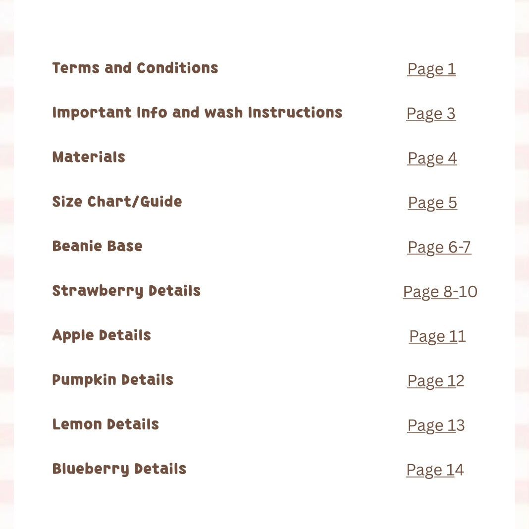 Fruit beanie pattern (pdf)