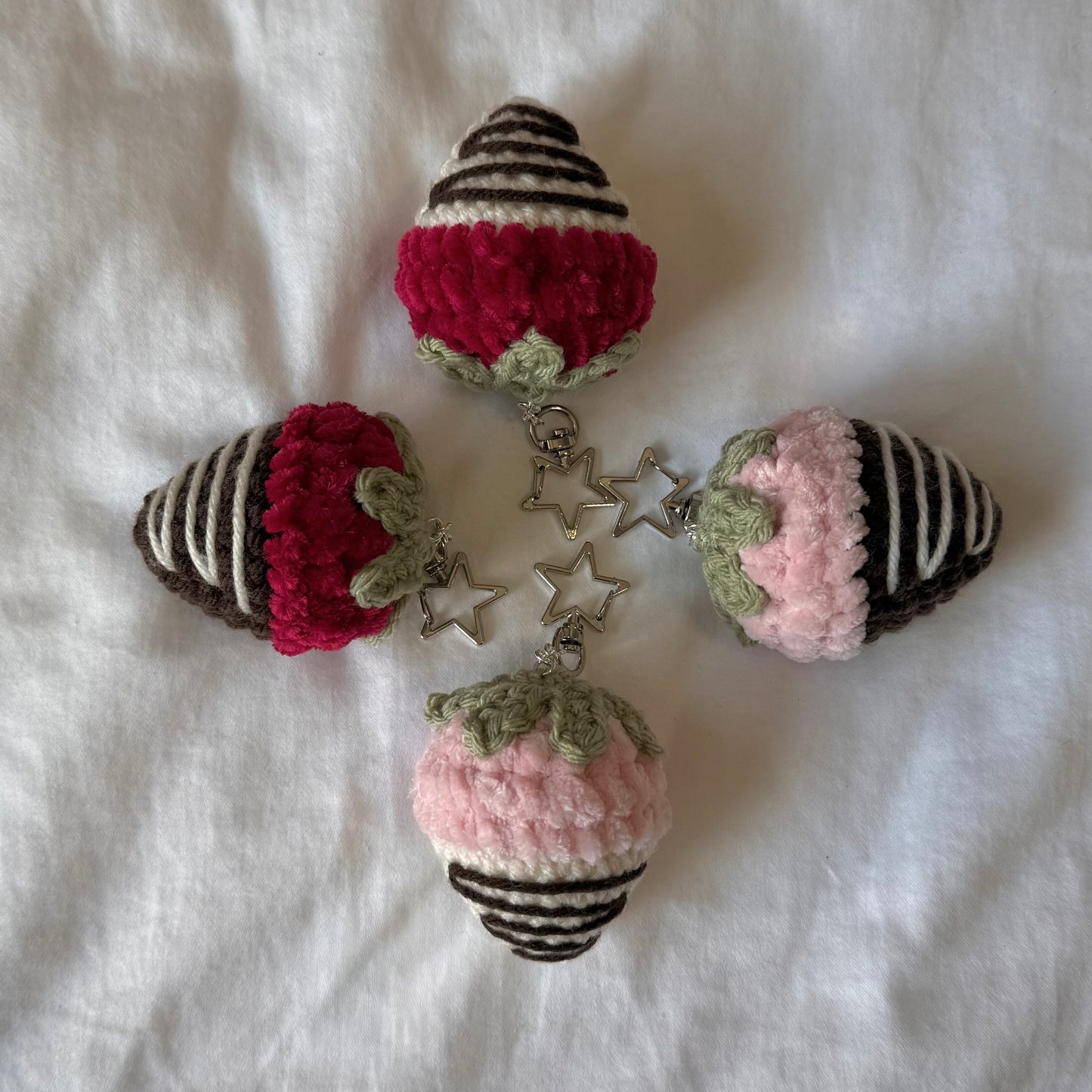 Velvet chocolate covered strawberry keychains