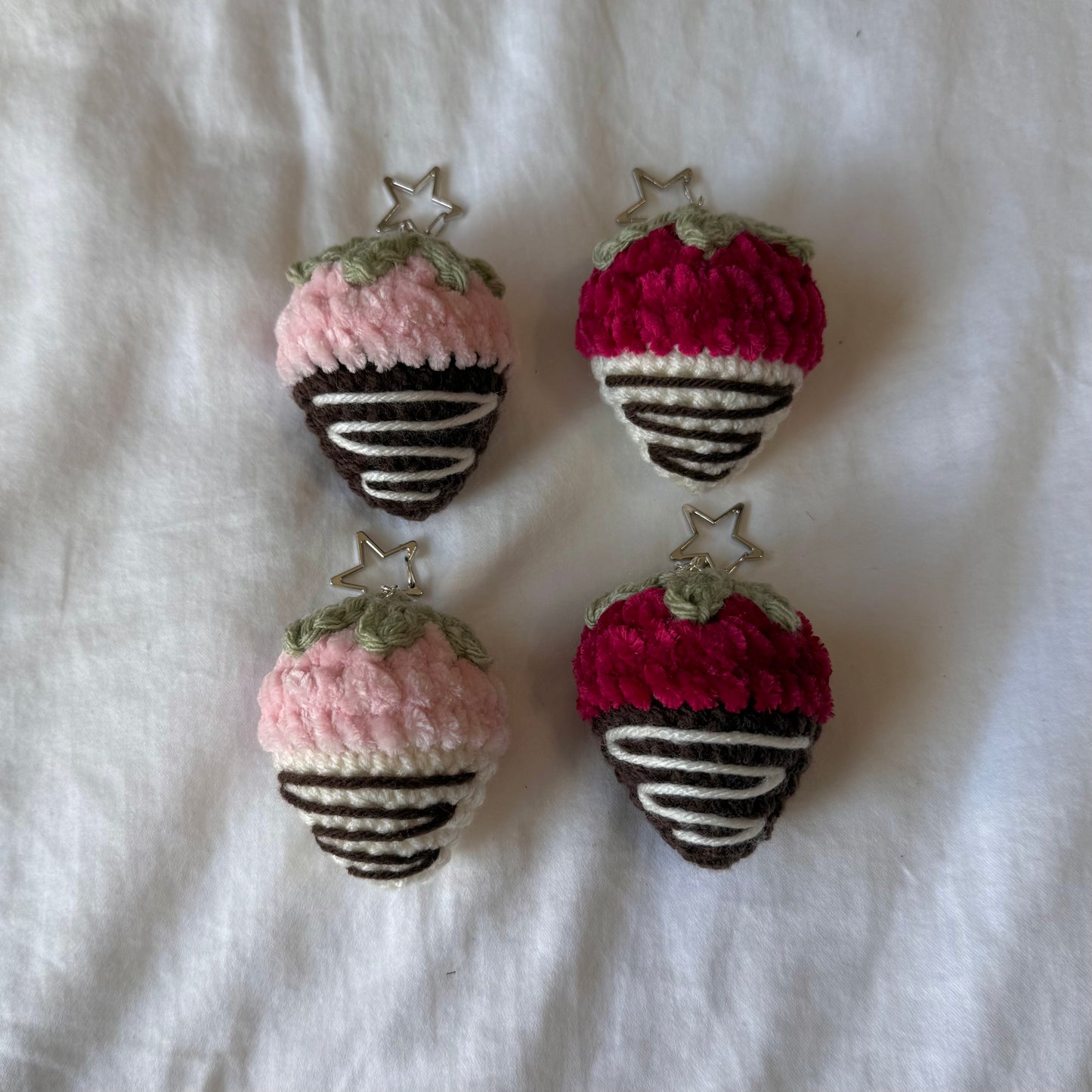 Velvet chocolate covered strawberry keychains