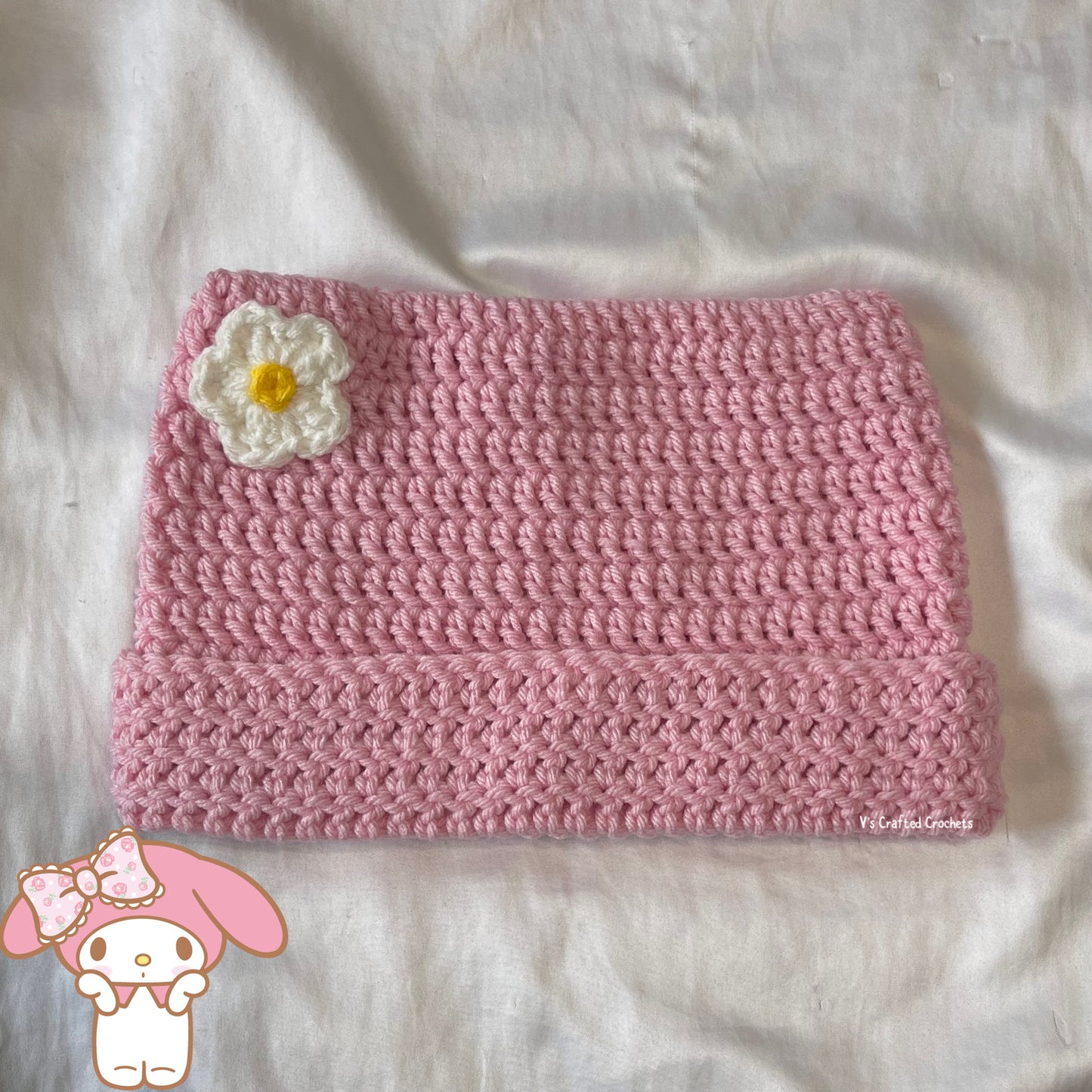 Kuromi & My Melody crochet cat beanies (made to order)