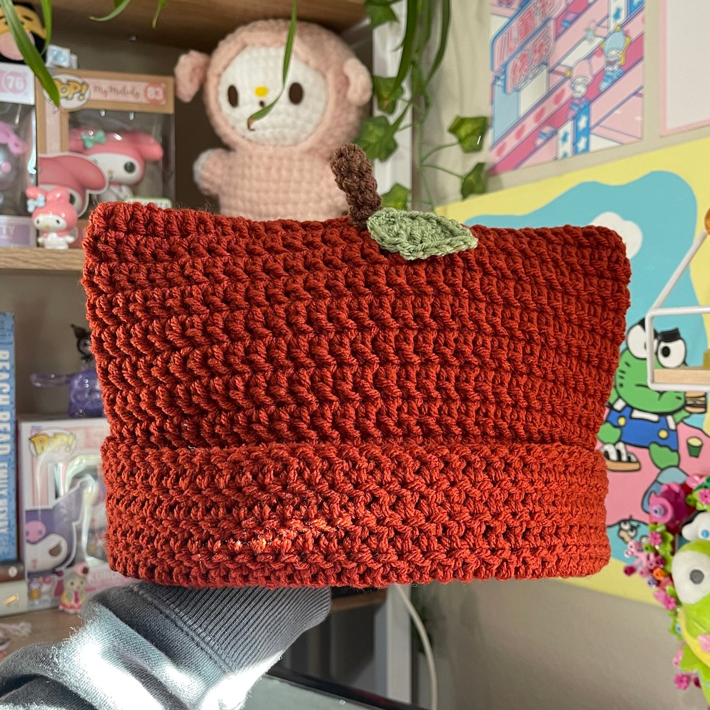 Apple crochet cat beanie