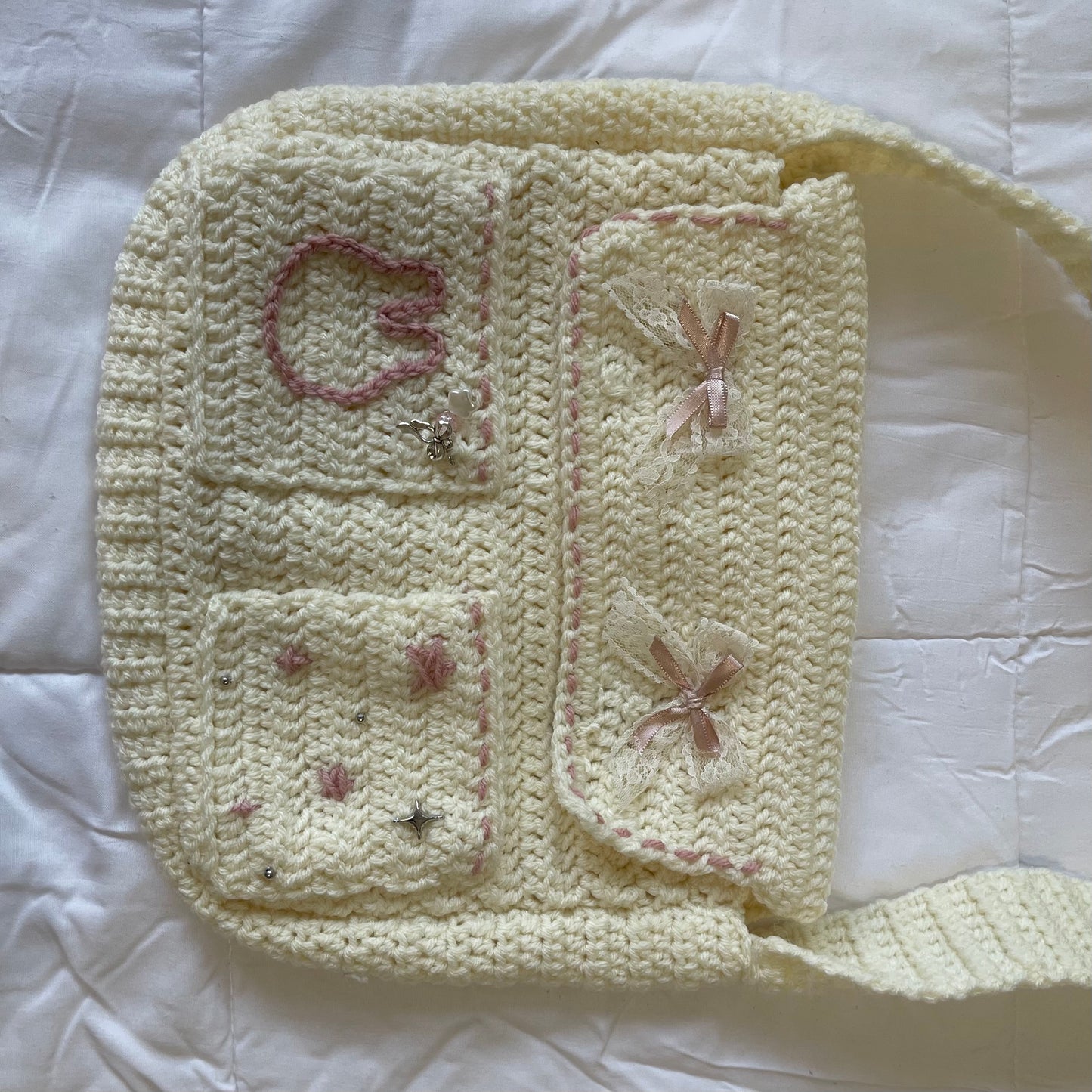 White bunny messenger bag